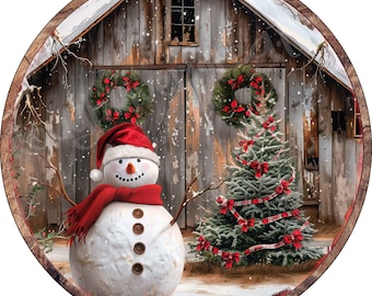 Snowman Wreath Sign, Winter Wreath Sign, Wreath Sign, Christmas Wreath Sign, Aluminum Sign, Country Christmas Wreath Sign