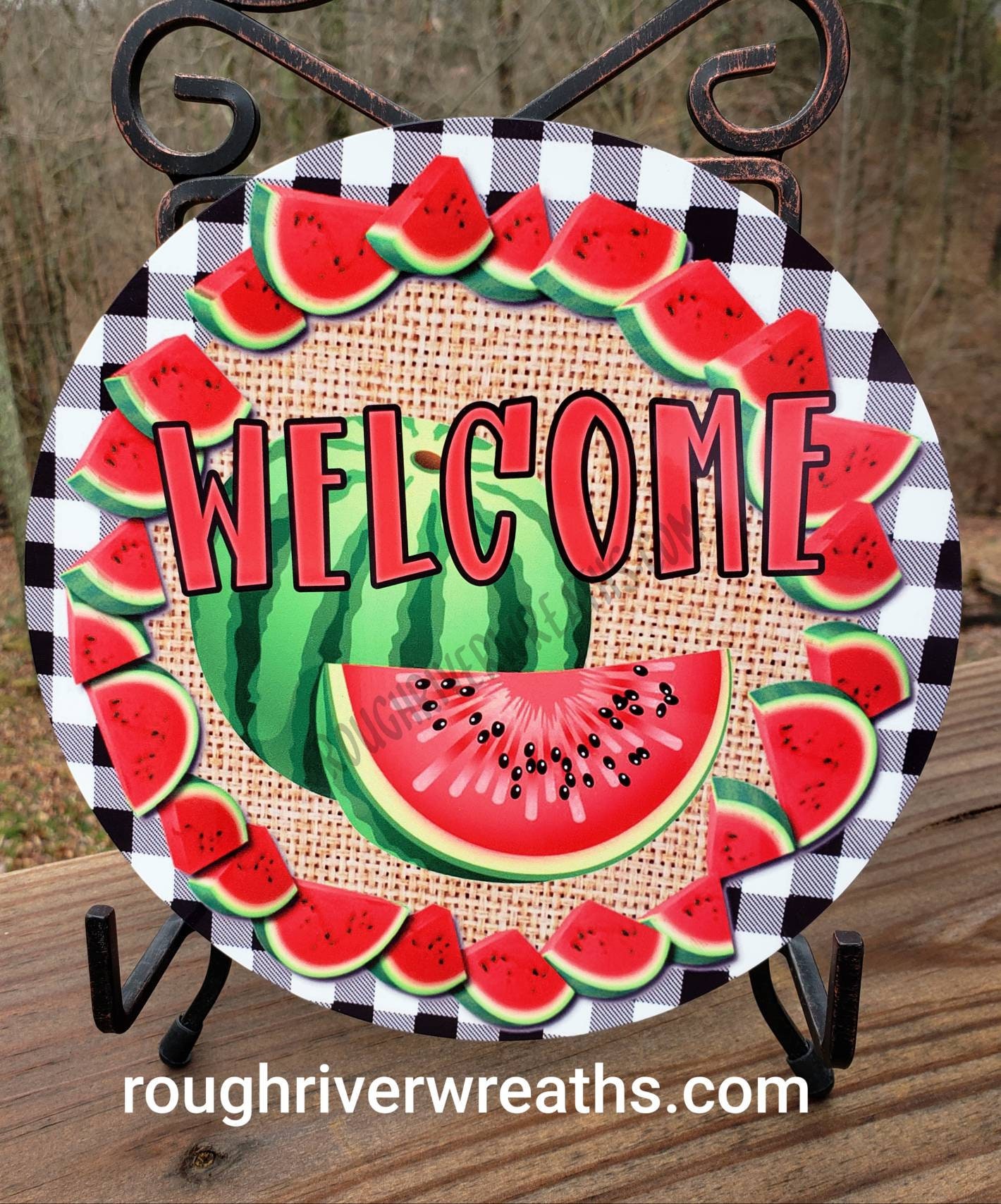 Watermelon Sign Sign with Watermelon Metal Wreath Sign Etsy