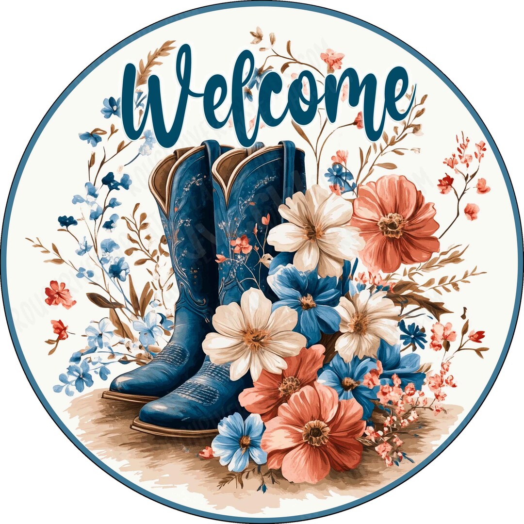 BOHO Cowboy Boots Welcome Sign, Western Wreath Sign, Cowgirl Sign ...