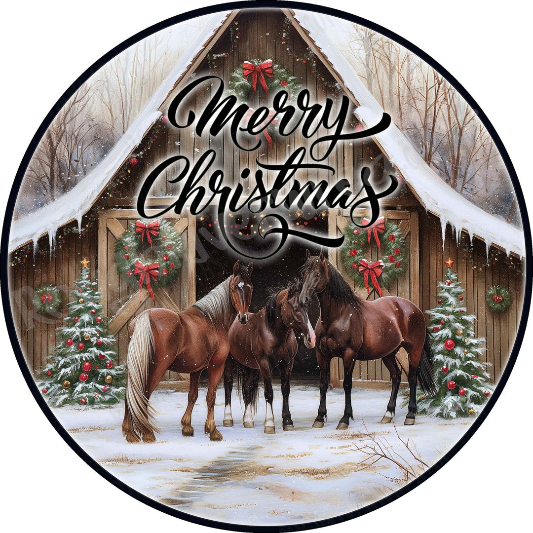 3dRose Western Christmas Cards - Horse With Wreath Design, Set Of 12 Greeting Cards