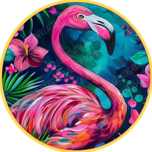 Flamingo Wreath Sign, Flamingo Sign, Colorful Flamingo Wreath Sign, Aluminum Wreath Sign, Metal Sign, Flamingo Accent Sign