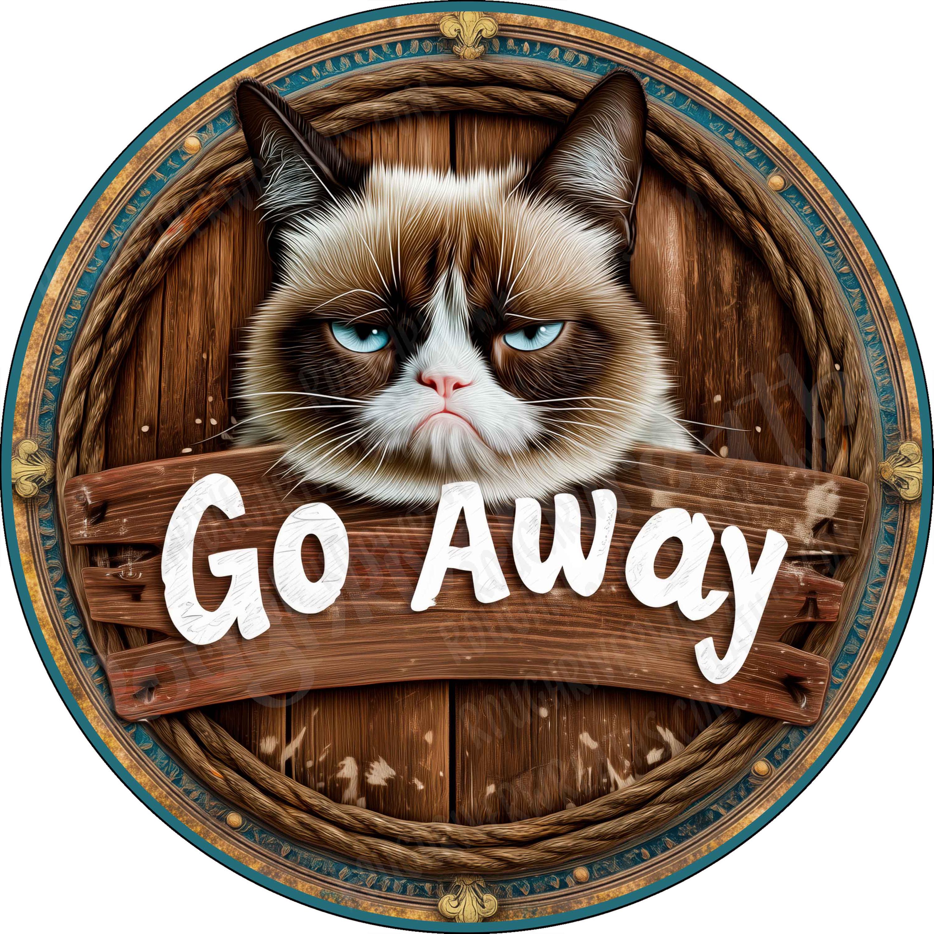 Go Away Grumpy Cat Coffee First Wreath Sign, Go Away Sign, Cat Wreath ...