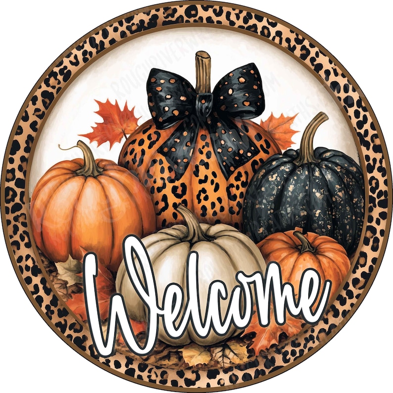 Fall Pumpkin Aluminum Wreath Sign, Leopard, Flat-lightweight-no Holes ...