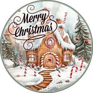 Candy Cane Gingerbread Wreath Sign, Peppermint Wreath Sign, Candy Cane Christmas Sign, Gingerbread House Sign, Sweets Sign, Aluminum Sign