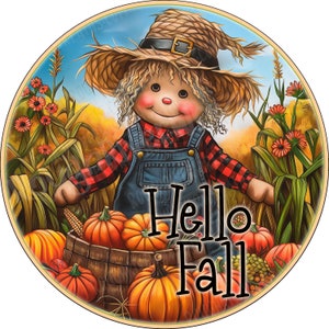 Cute Scarecrow Wreath Sign, Scarecrow Wreath Sign, Scarecrow Sign, Wreath Sign, Aluminum Sign for Wreaths, Colorful Fall Wreath Sign
