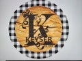 Customized Wreath Sign, Personalized Sign, Last Name Sign, Sign With Name, Buffalo Plaid Sign, Monogram, Metal Wreath Sign, Aluminum Sign