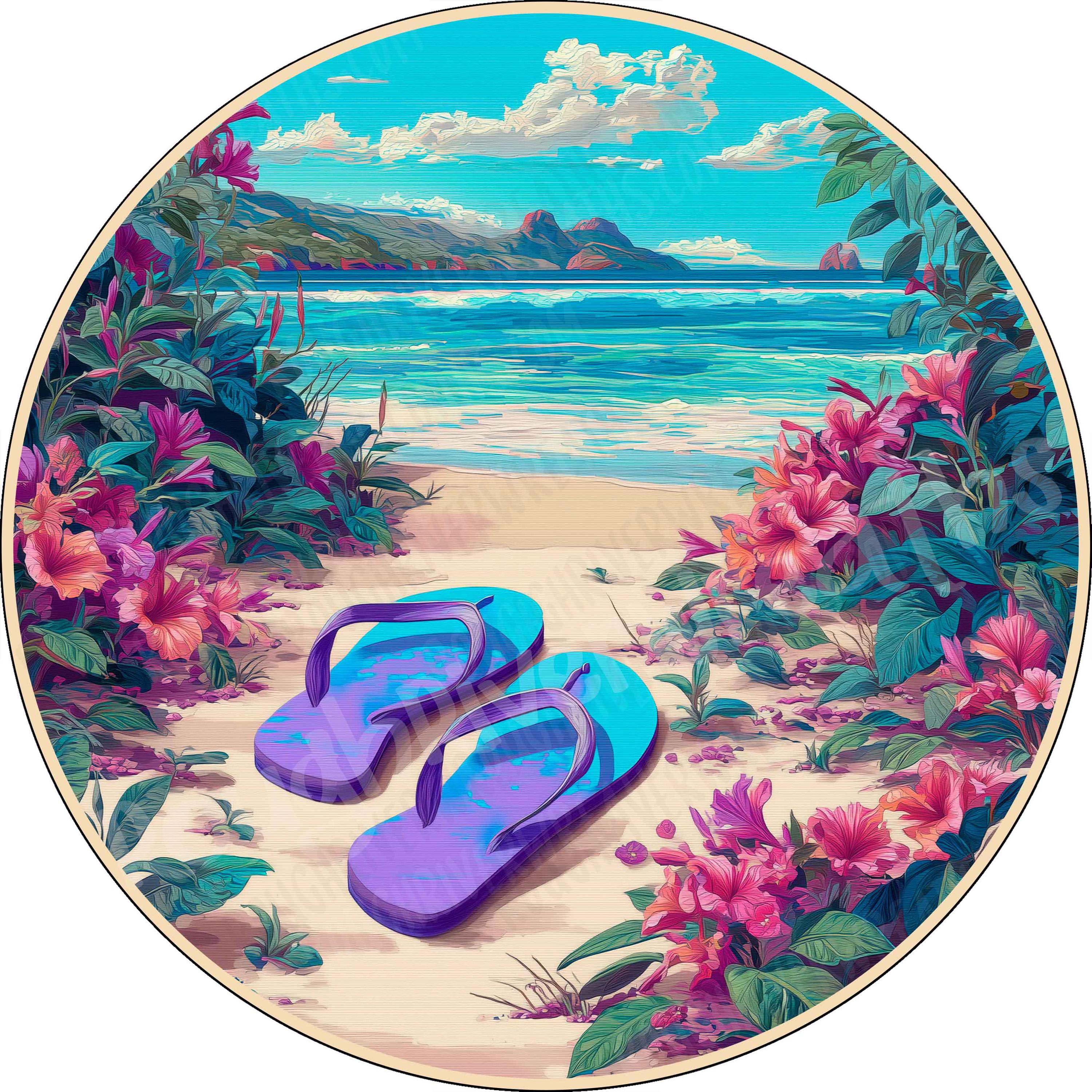 Summer Beach Flip Flop Aluminum Wreath Sign – Tropical Floral Decor - Etsy