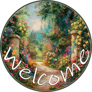 Garden Welcome Wreath Sign, Flower Garden Welcome Wreath Sign, Aluminum ...