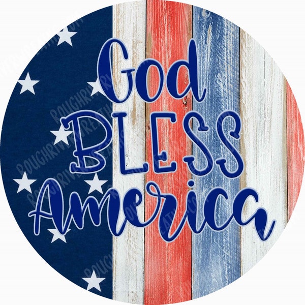 God Bless America Patriotic Wreath Sign, Welcome Sign, America Sign, Patriotic Star Sign, Metal Wreath Sign, Aluminum Sign, Fourth of July
