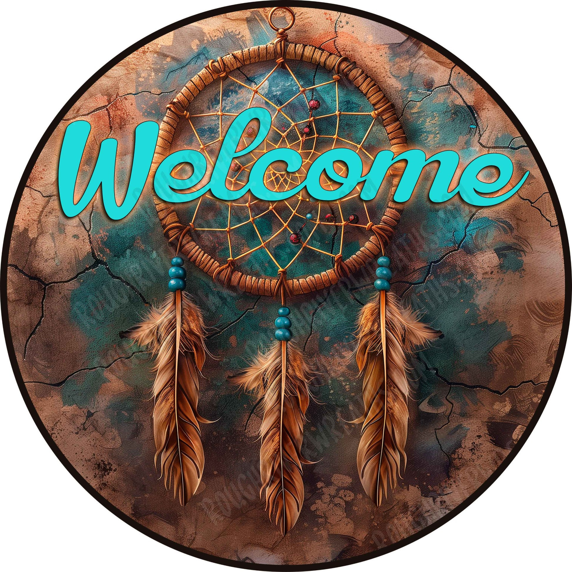 Dreamcatcher Wreath Sign, Colorful Welcome, Native American Wreath