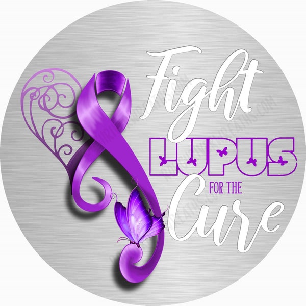 Lupus Awareness Wreath Sign, Purple Lupus Wreath Sign, Lupus Ribbon Sign, Lupus Support Sign, Metal Wreath Sign, Aluminum Sign