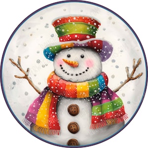 Rainbow Snowman Wreath Sign, Snowman, Christmas Snowman Wreath Sign, Christmas Accent Sign, Snowman Decoration, Winter Wreath Sign