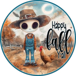 Cute Scarecrow Wreath Sign, Scarecrow Wreath Sign, Scarecrow Sign, Wreath Sign, Aluminum Sign for Wreaths, Colorful Fall Wreath Sign