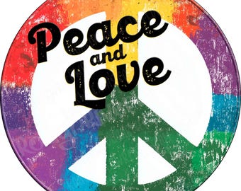 Rustic Peace Sign Wreath Sign, Peace and Love Sign, Everyone Welcome Sign, LGBTQ Sign, Distressed Peace Sign, Aluminum Sign Wreath Making