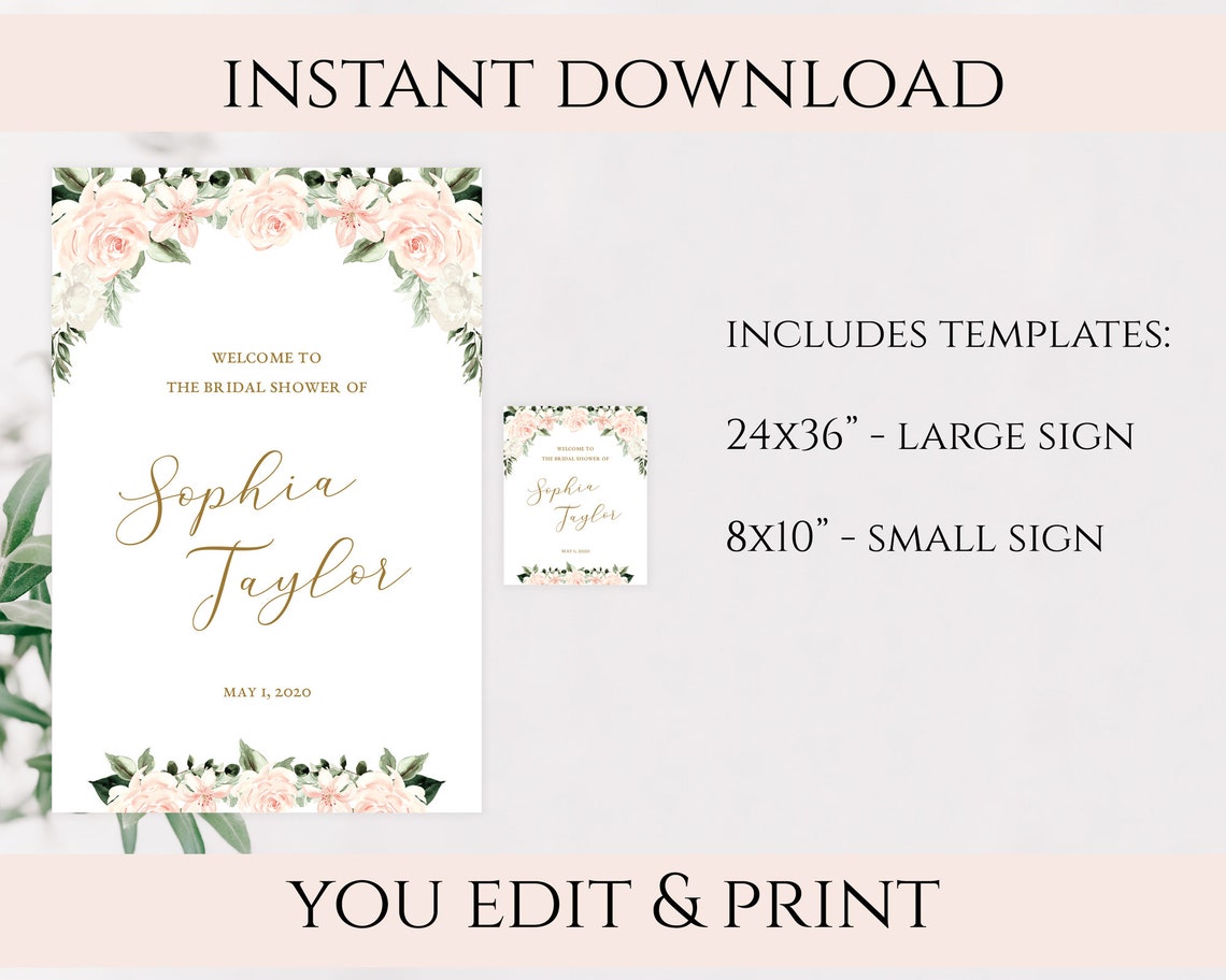 Bridal Shower Sign Printable Bridal Shower Welcome Editable - Etsy