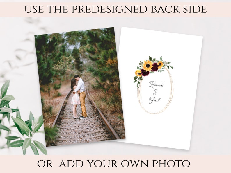 Rustic Sunflower and Red Roses Save the Date Printable Etsy