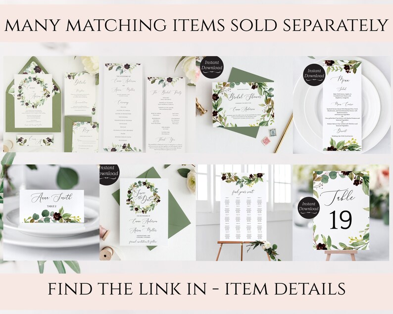 Emma Suite Greenery Bridal Shower Invite Printable Boho Bridal Shower Invitations DIY Instant Download Editable Template