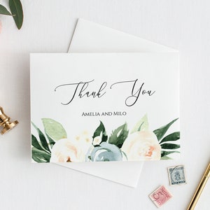 Thank You Cards Wedding, Thank You Notes, DIY Printable, Editable ...
