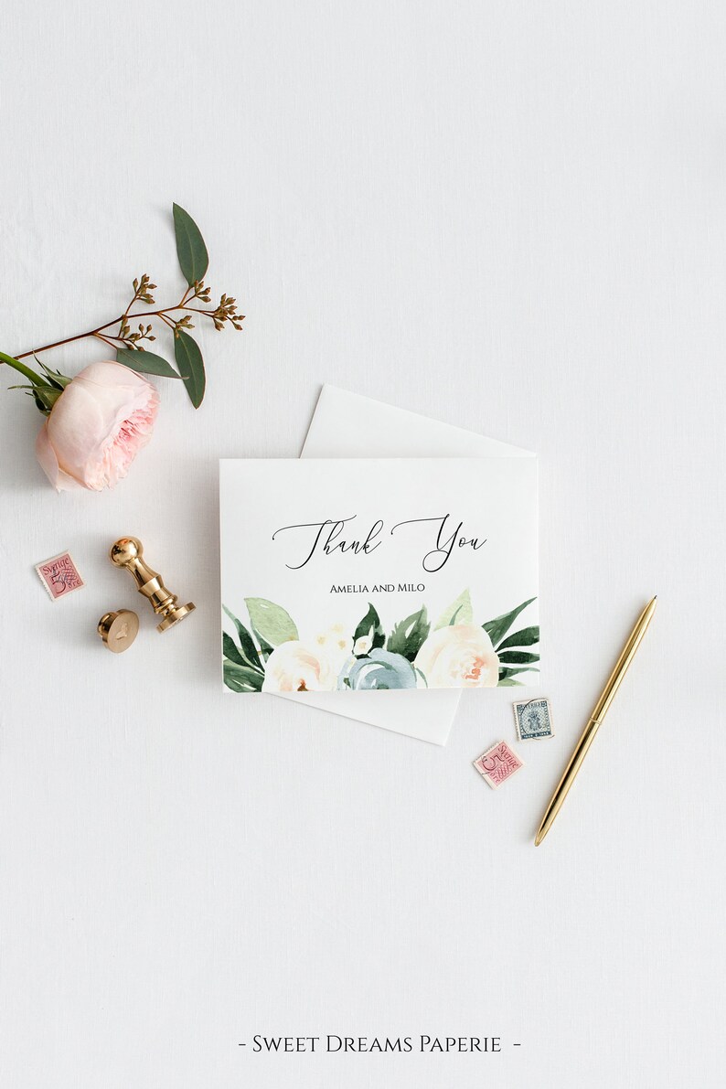Thank You Cards Wedding, Thank You Notes, DIY Printable, Editable ...