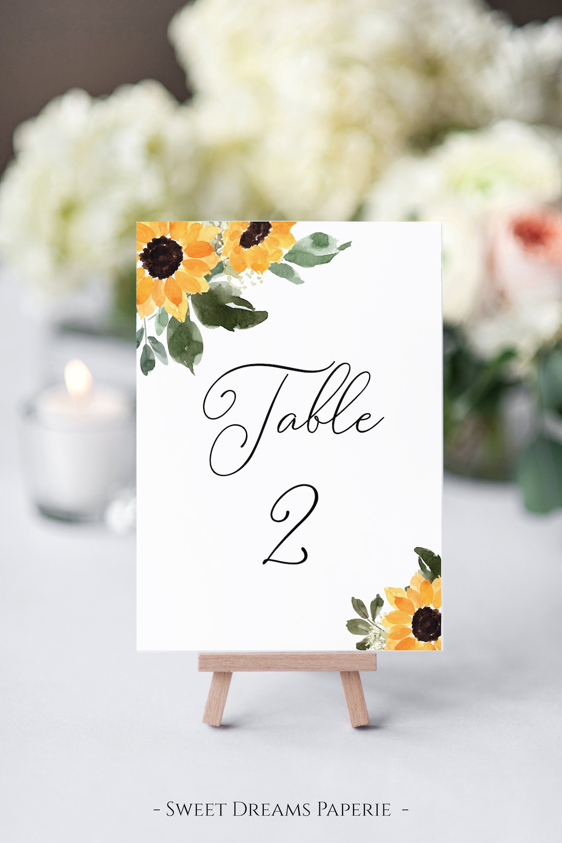 Sunflower Wedding Table Numbers Printable Table Numbers image 1