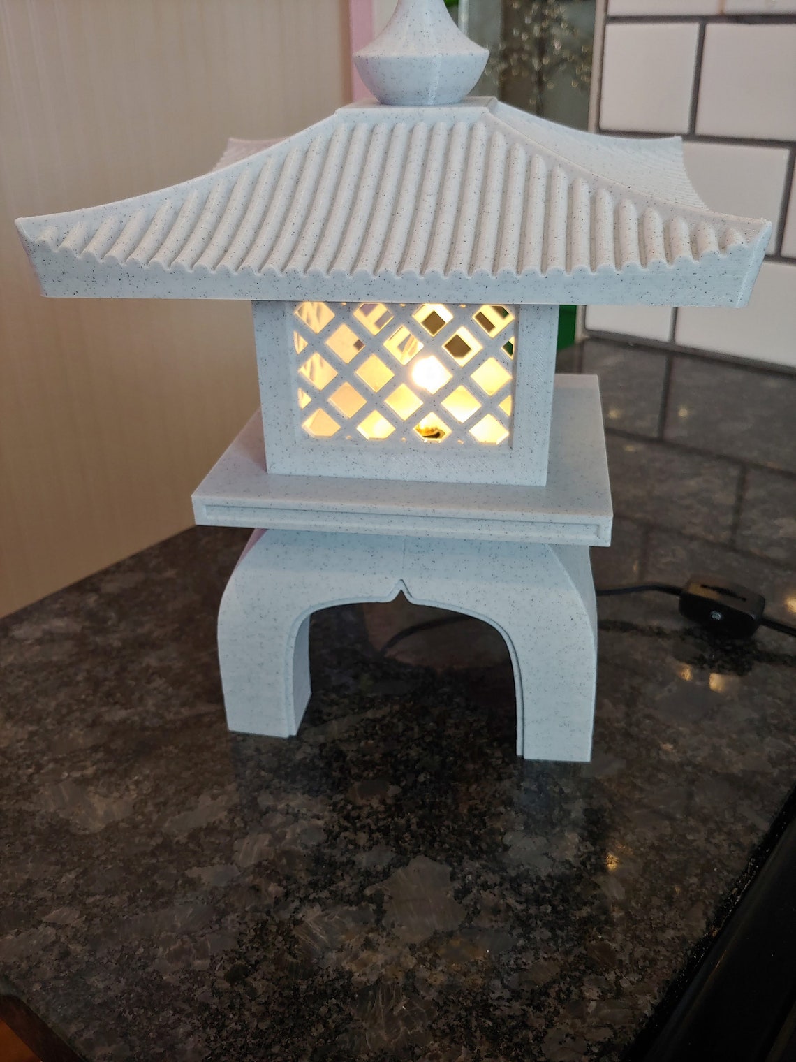 3D Printed Japanese Garden Lamp W/ E12 Light Base and LED Etsy
