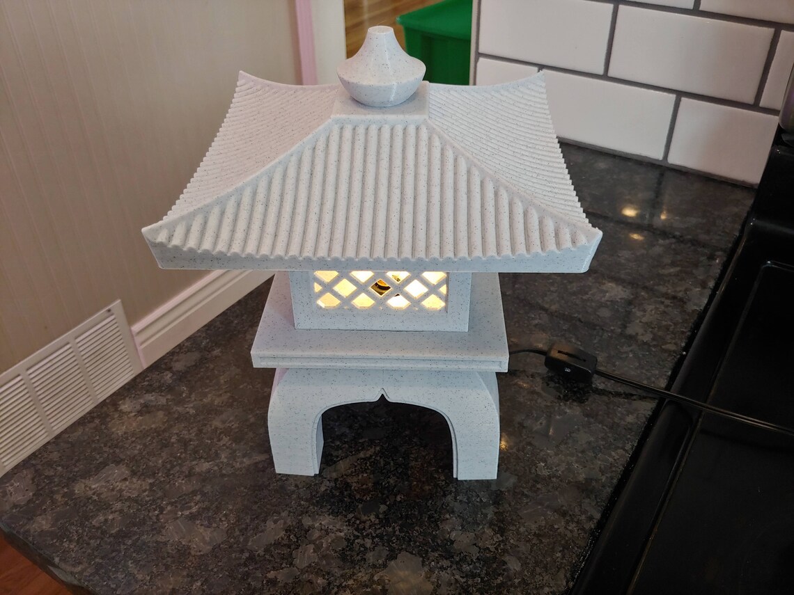 3D Printed Japanese Garden Lamp W/ E12 Light Base and LED Etsy