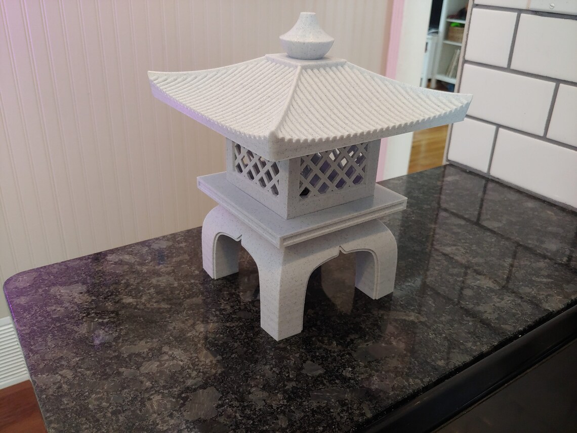 3D Printed Japanese Garden Lamp W/ E12 Light Base and LED Etsy