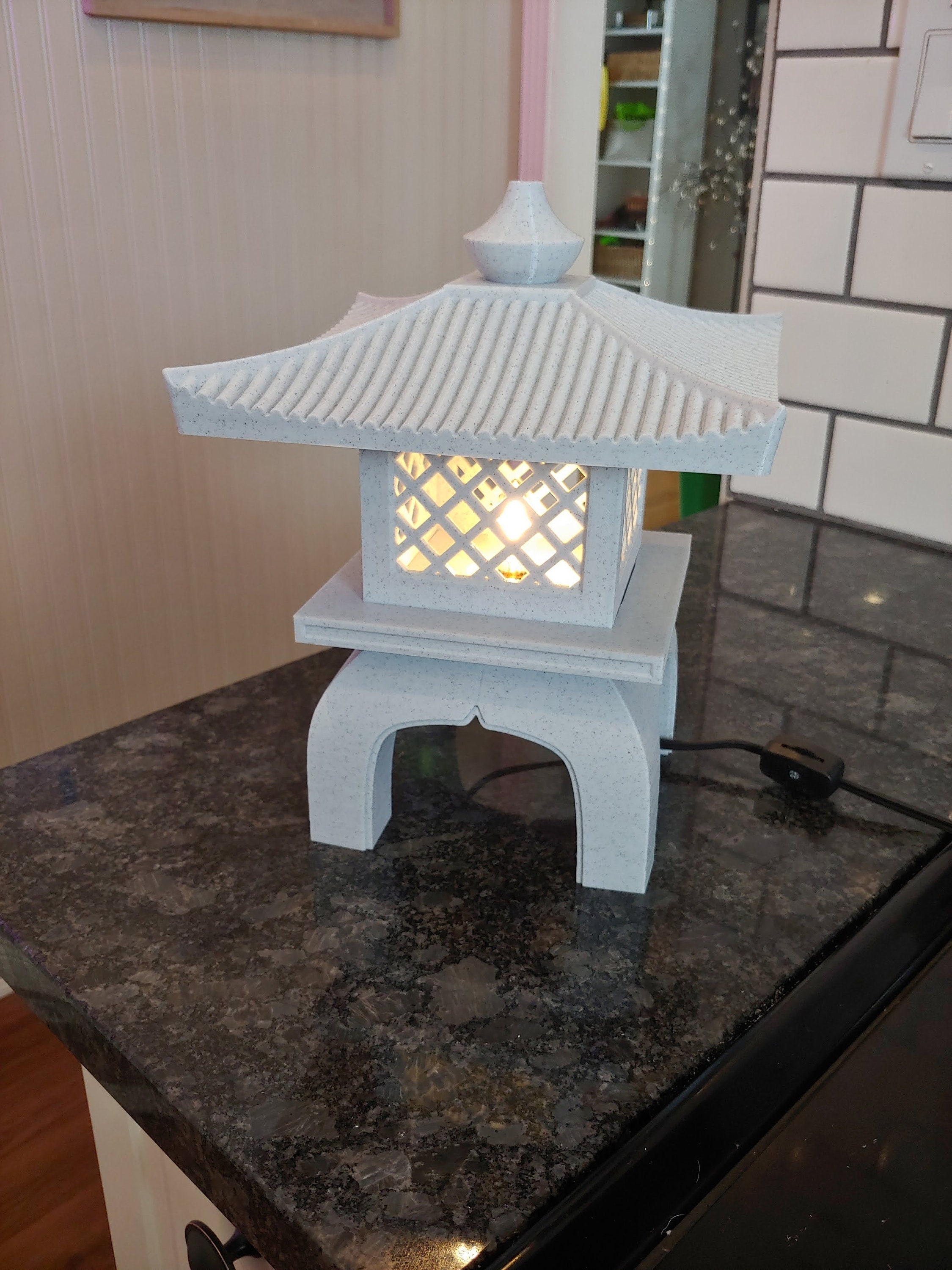 3D Printed Japanese Garden Lamp W/ E12 Light Base and LED Etsy