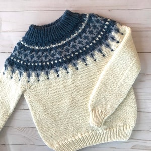 Nordic Fair Isle Superwash Merino Sweater, Hand Knit for Baby Girls, Boys, Toddlers & Kids