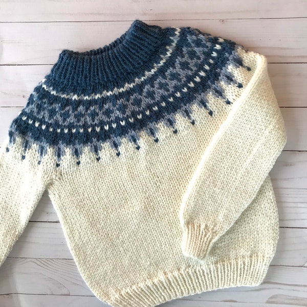 Pull nordique en laine mérinos Superwash Fair Isle, tricoté à la main pour bébés filles, garçons, tout-petits et enfants