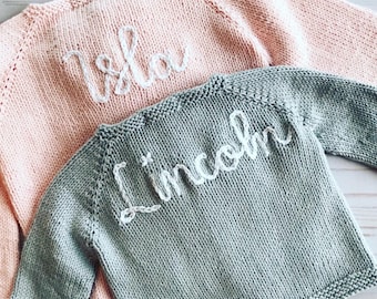 Hand Embroidered Name Addition to Any Sweater (does not include sweater)