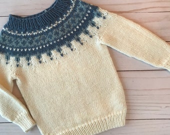 Hand Knit Baby Fair Isle Sweater: Cashmere Merino Silk Blend