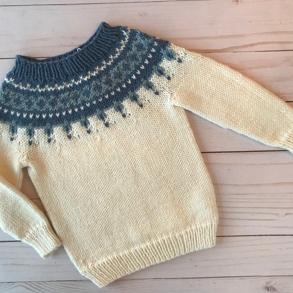 Nordic Fair Isle Cashmere Merino Custom Sweater, Hand Knit for Baby Girls, Boys, Toddlers & Kids