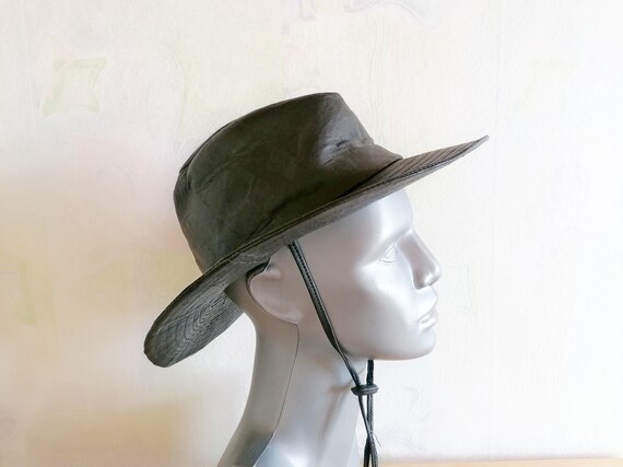 Vintage Genuine Leather Cowboy Hat, Black Leather