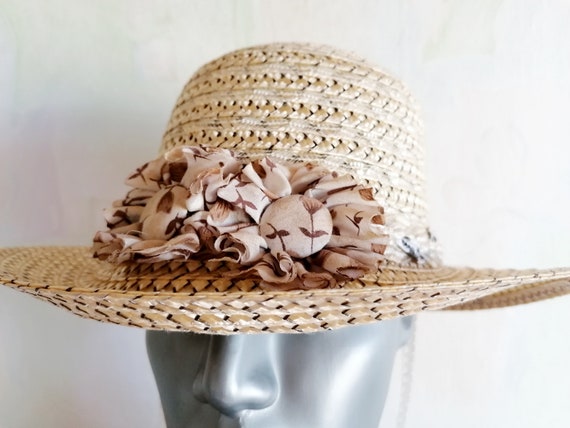 Straw Sun Hat Vintage 70s Straw Hat 