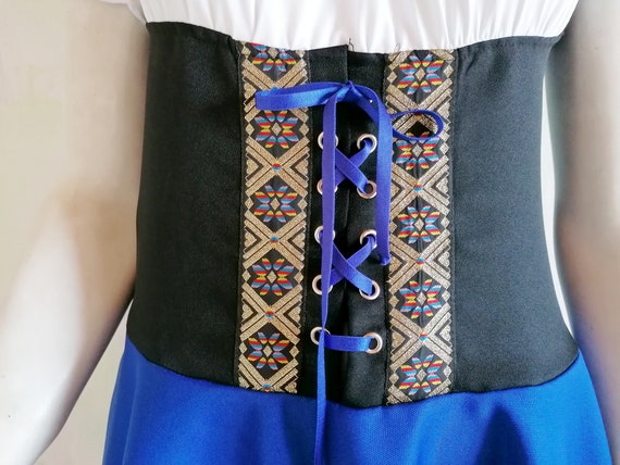 Vestido Dirndl Vestido azul negro blanco dorado Vestido - Etsy España Vestido Dirndl Vestido azul negro blanco dorado Vestido - Etsy España