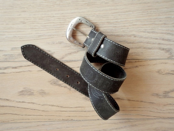 diesel black leather belt