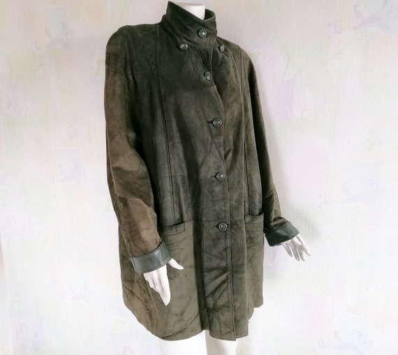 Women's Green Suede Leather Jacket Vintage Winter