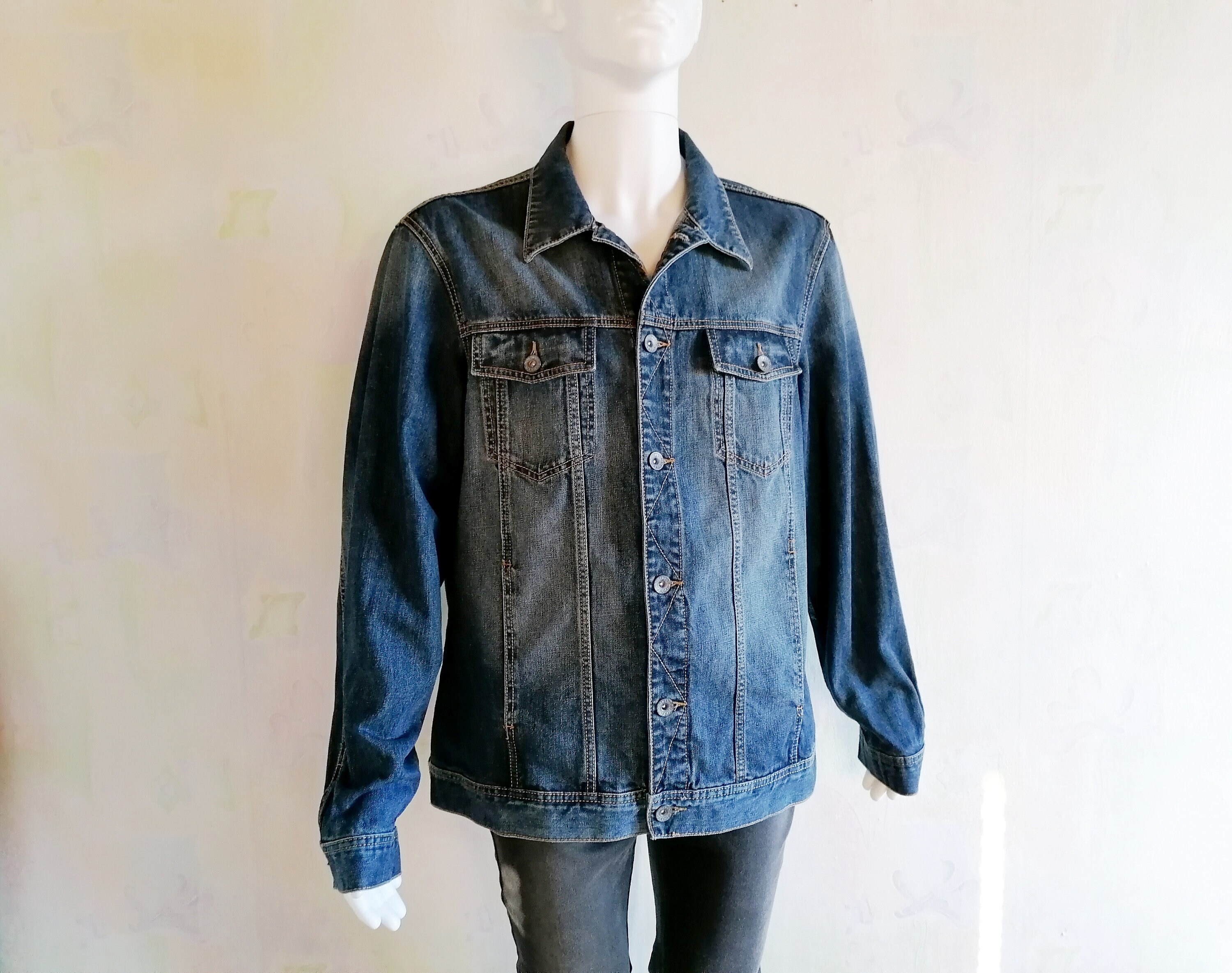 Vintage Men's Blue Denim Jacket by ANGELO LITRICO Crafted | Etsy Ireland