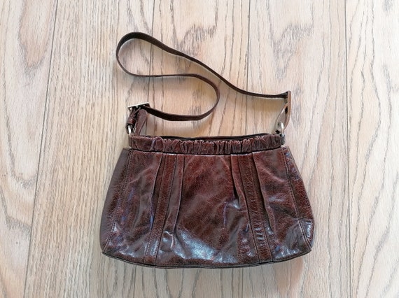 Vintage Genuine Leather Handbag Belsac Brown Shoulder Bag |