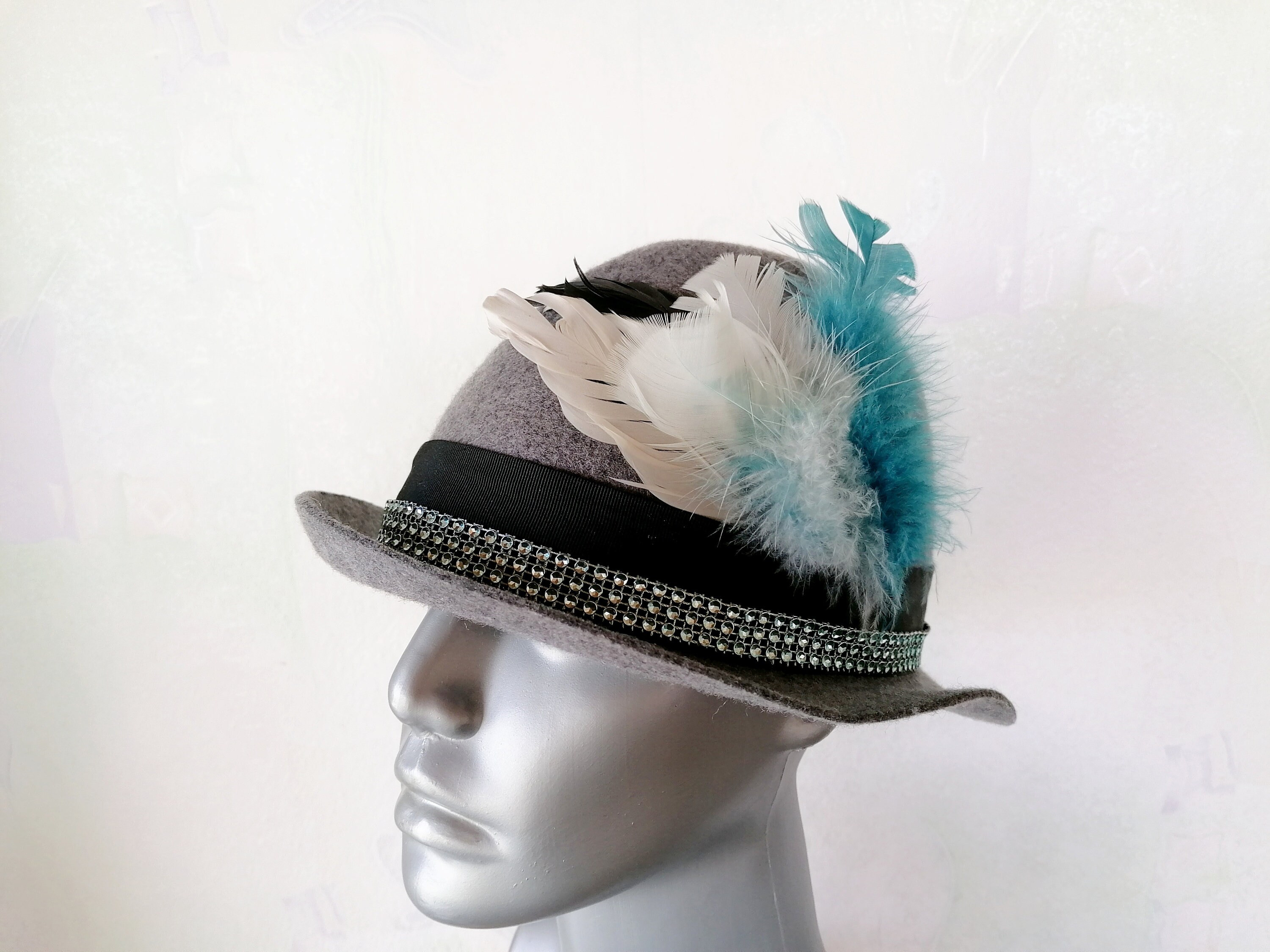 Bavarian Oktoberfest Hat Gray Wool Hat 