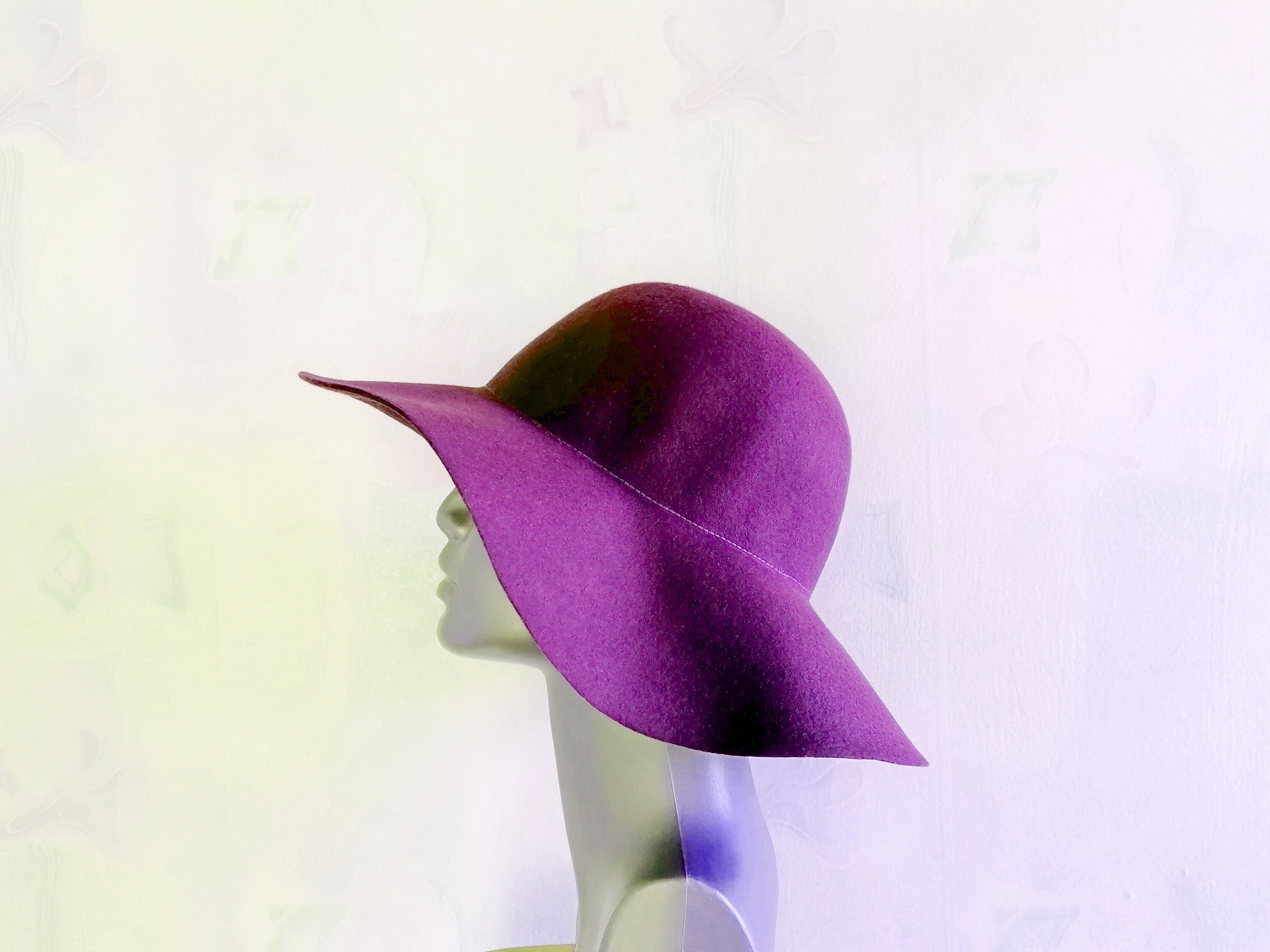 KOOKAI Purple Wool Floppy Hat Retro 