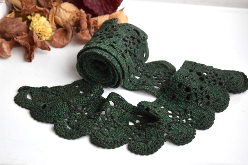 Our shop most popular 200 cm 5 popular 78.7quot; Vintage Lace Crochetin Hand Knitted Green Gray