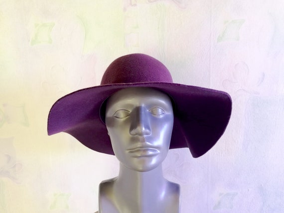 KOOKAI Purple Wool Floppy Hat Retro 