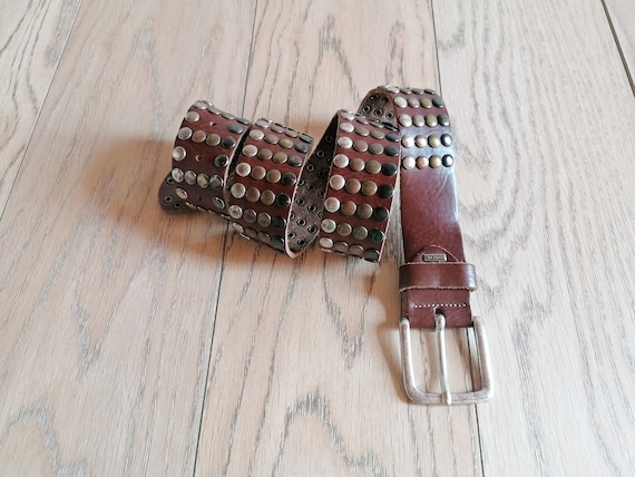 Vintage Studded Belt, DEPECHE Belt, Genuine Leathe