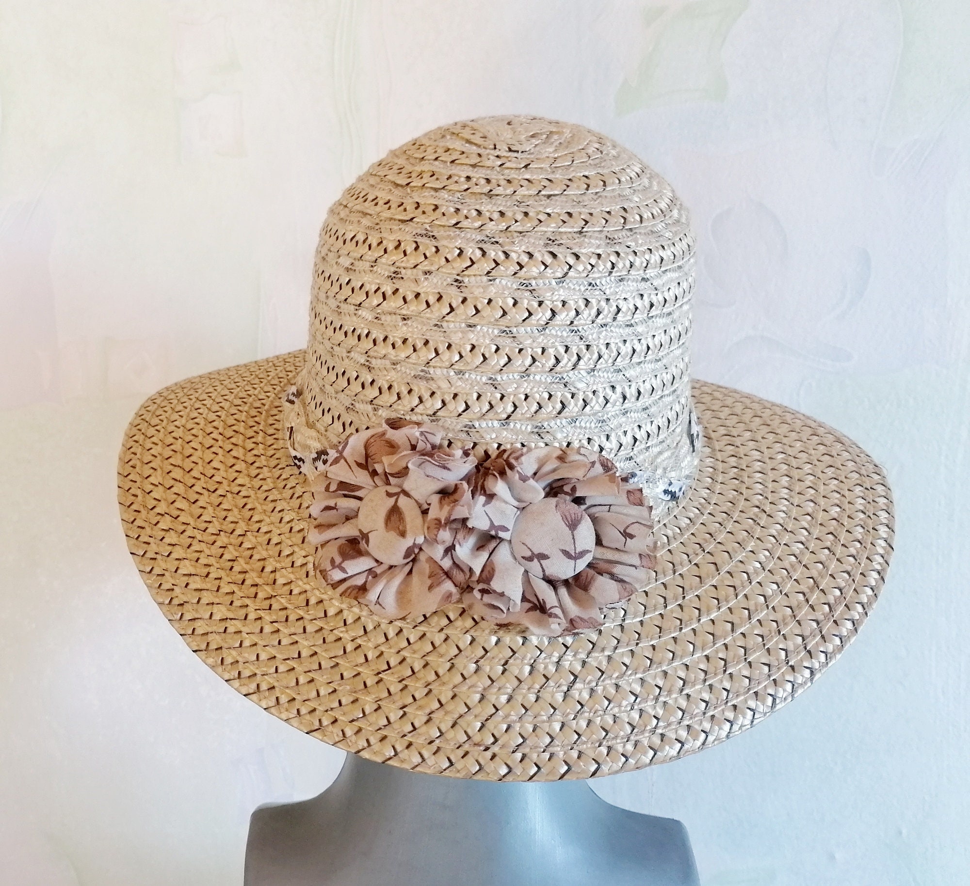 Straw Sun Hat Vintage 70s Straw Hat 