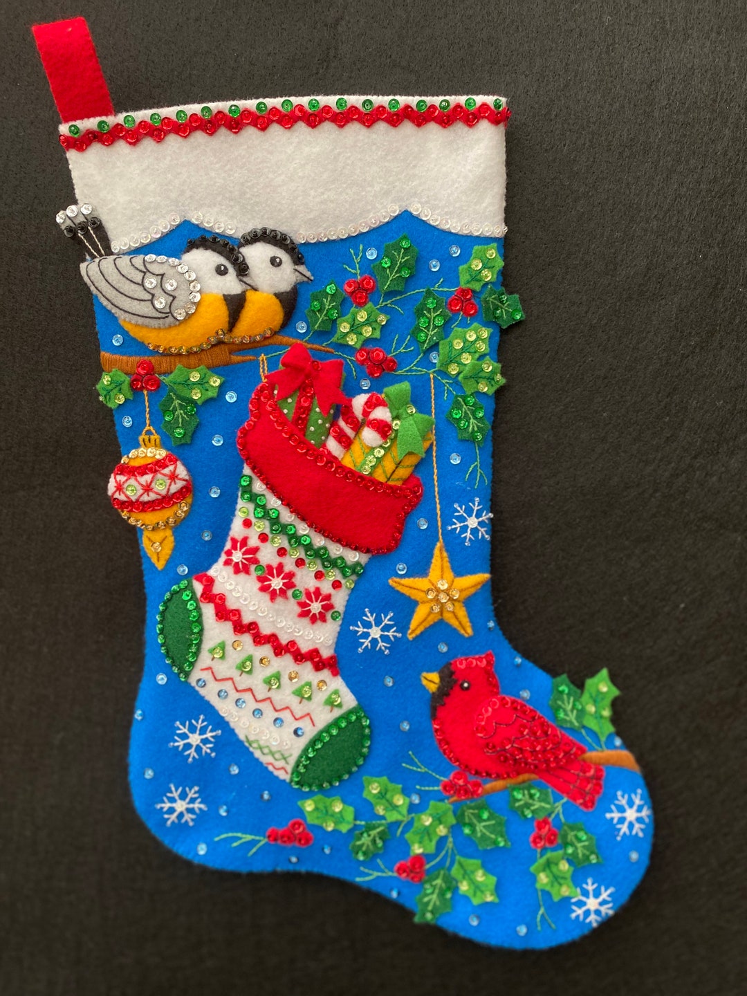 Bucilla Finished Felt Christmas Stocking Titled Festive Etsy