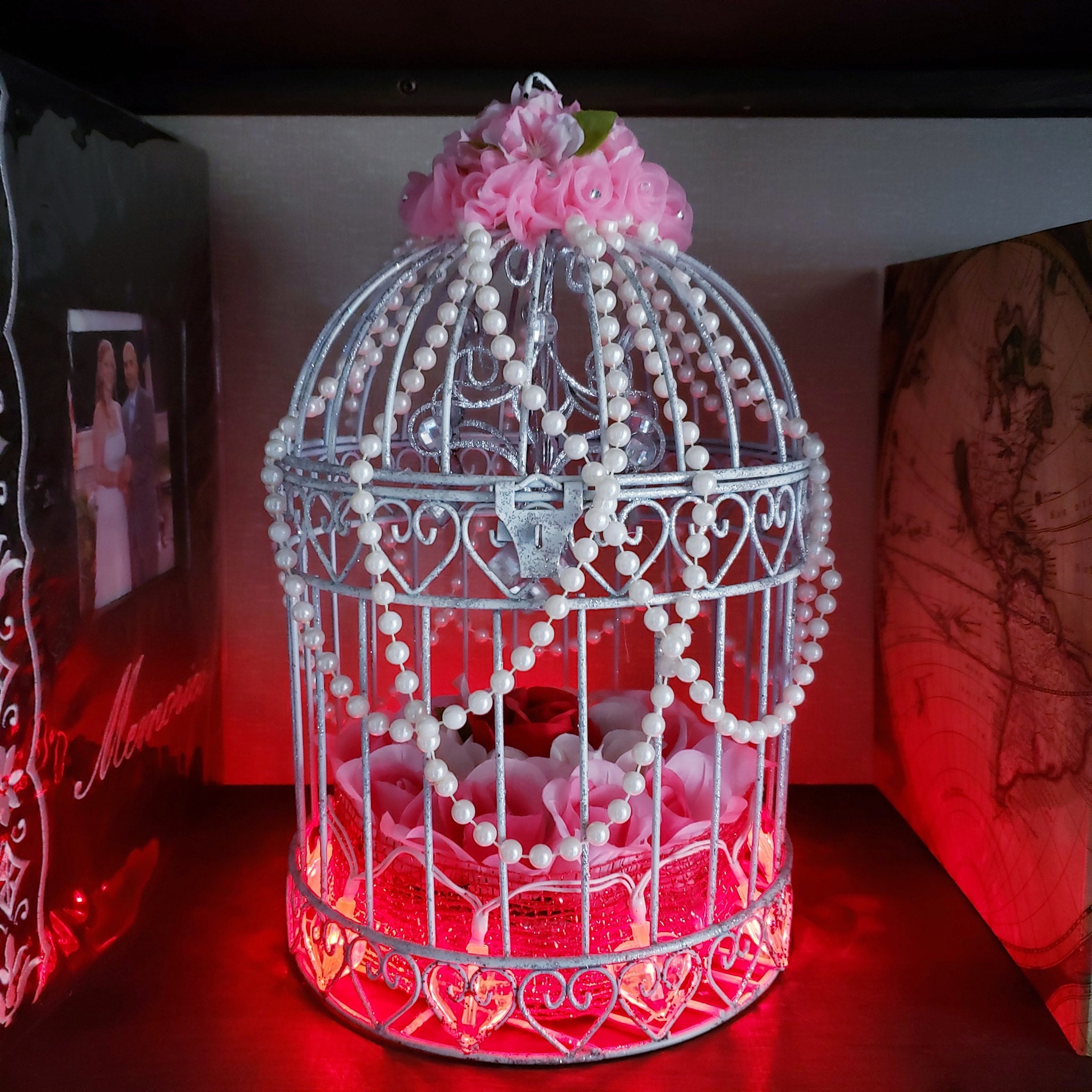 Distressed Floral Decorative Bird Cage LIGHTS UP Etsy