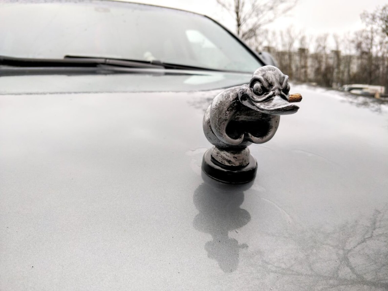 Black Silver Angry Duck Car hood ornament Duck mascot Figurine Etsy