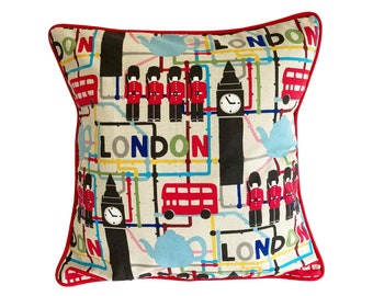London cushion cover by Nessa Foye Designs , British cushion cover